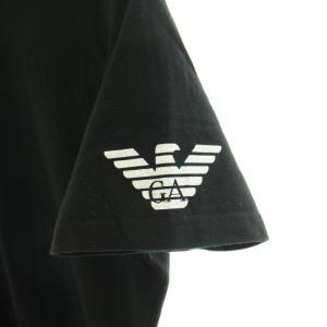 EMPORIO ARMANI Tシャツ カットソー クルーネック 半袖 イーグルプリント XXL 黒 ブラック 白 ホワイト