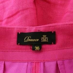 Drawer ローンタックパンツ スラックス ジッパーフライ 麻 リネン 36 S ピンク 6514-236-0901