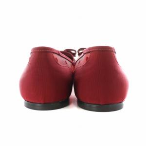 Salvatore Ferragamo ヴァラリボン パンプス ラウンドトゥ ドット柄 シースルー シアー 7.5 25.0cm 赤 レッド