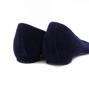 MANOLO BLAHNIK パンプス ポインテッドトゥ ローヒール スエード 37.5 24.5cm 紺 ネイビー