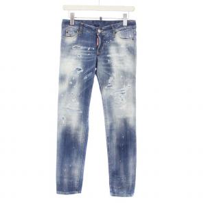 DSQUARED2 21AW JENNIFER JEANS デニムパンツ ジーンズ ダメージ加工 ボタンフライ ローライズ 36 S 青 ブルー