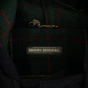 Brooks Brothers ダッフルコート アウター ショート丈 フード 裏地チェック トグルボタン ウール XL 紺 ネイビー