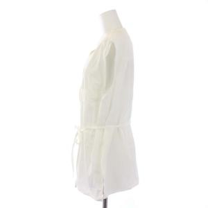 AKIRANAKA 23SS Ivette curve label PO WH シャツ ブラウス ノースリーブ Vネック ベルト付き 2 M 白