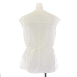 AKIRANAKA 23SS Ivette curve label PO WH シャツ ブラウス ノースリーブ Vネック ベルト付き 2 M 白