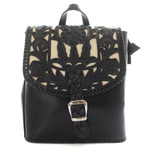 ローラ Lola リュックサック デイパック レザー カットワーク 黒 ブラック アイボリー