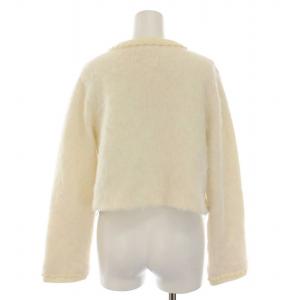 SNIDEL 23AW ファーライクニットジャケット ノーカラー F 白 ホワイト