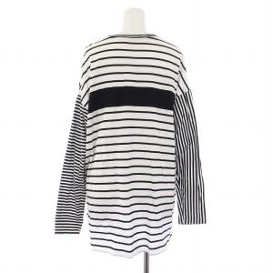 ENFOLD 24SS LINE PULLOVER Tシャツ カットソー 長袖 ボーダー 38 M 黒 白 ブラック ホワイト