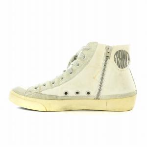 GOLDEN GOOSE FRANCY ハイカット スニーカー シューズ サイドジップ USED加工 37 ホワイト
