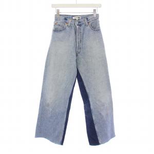 Levi's RE/DONE デニムパンツ ワイド 切替 USED加工 W24 ライトブルー ブルー