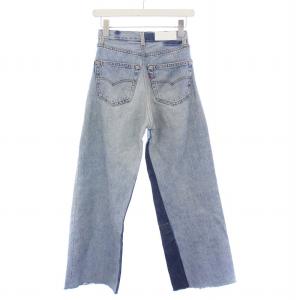 Levi's RE/DONE デニムパンツ ワイド 切替 USED加工 W24 ライトブルー ブルー