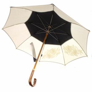 Athena New York 日傘 花柄 刺繍 バイカラー 布製 白 ネイビー