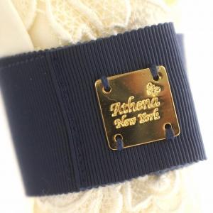 Athena New York 日傘 花柄 刺繍 バイカラー 布製 白 ネイビー