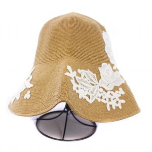 Athena New York フラワーレース 麦わら帽子 ストローハット ベージュ ホワイト
