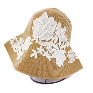 Athena New York フラワーレース 麦わら帽子 ストローハット ベージュ ホワイト
