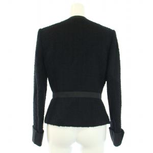 Harrods セットアップ 上下 ノーカラージャケット リボン ツイード スカート ひざ丈 1 S 黒 ブラック