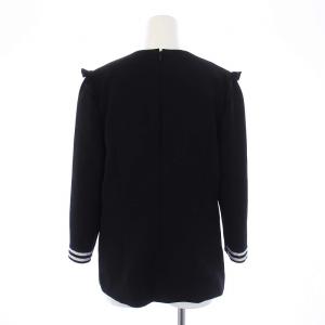 BORDERS at BALCONY CUFFED TOP ブラウス 七分袖 プルオーバー ノーカラー 38 M 黒 ブラック BD2111-3N-01