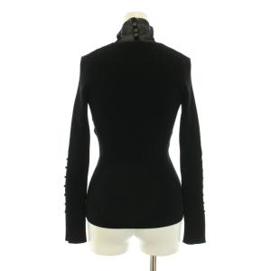 UN3D. リブニット 長袖 ハイネック シアー シースルー 切替 F 黒 ブラック