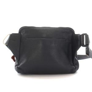 genten ショルダーバッグ ボディバッグ レザー パンチング 紺 ネイビー