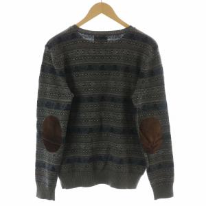 POLO RALPH LAUREN エルボーパッチ ドクロ ニット セーター 総柄 長袖 XL グレー
