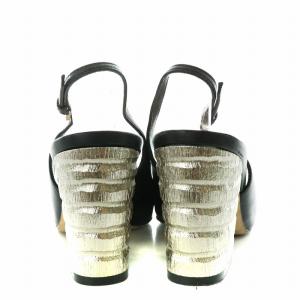 Sergio Rossi パンプス バックストラップ チャンキーヒール ポインテッドトゥ 38 25.0cm 黒 ブラック