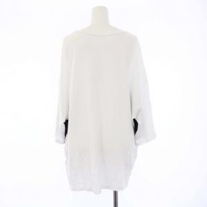 Y's ヨウジヤマモト Tシャツ カットソー 半袖 ストライプ 切替 オーバーサイズ 2 M 白 紺 ホワイト ネイビー YD-B17-801