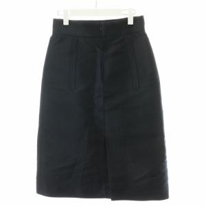 CYCLAS フレアスカート ひざ丈 シルク混 絹 36 S 紺 ネイビー