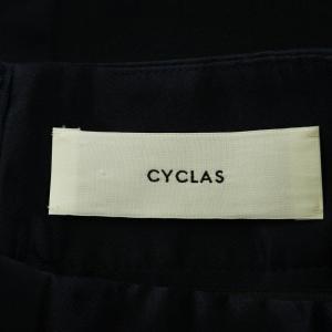 CYCLAS フレアスカート ひざ丈 シルク混 絹 36 S 紺 ネイビー