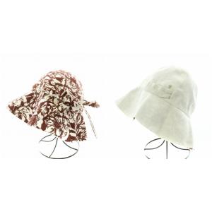 HELEN KAMINSKI ハット 帽子 リボン 花柄 リバーシブル 茶 ブラウン 白 ホワイト