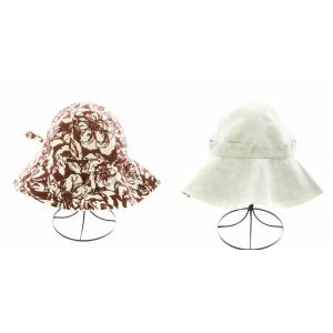 HELEN KAMINSKI ハット 帽子 リボン 花柄 リバーシブル 茶 ブラウン 白 ホワイト