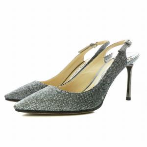 ERIN 85 パンプス スリングバック ポインテッドトゥ ヒール グリッター 37 24.0cm シルバー色