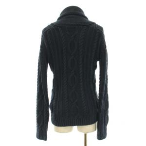 junhashimoto ニットカーディガン ジャケット ショールカラー ケーブル編み 2 M 紺 ネイビー