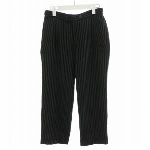 ISSEY MIYAKE パンツ スラックス ジッパーフライ ストライプ ウール グレー 黒 ブラック /AN17