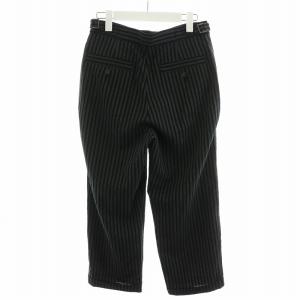 ISSEY MIYAKE パンツ スラックス ジッパーフライ ストライプ ウール グレー 黒 ブラック /AN17