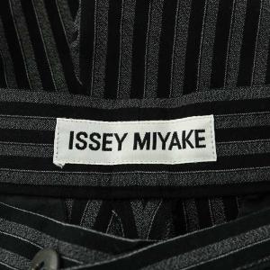 ISSEY MIYAKE パンツ スラックス ジッパーフライ ストライプ ウール グレー 黒 ブラック /AN17