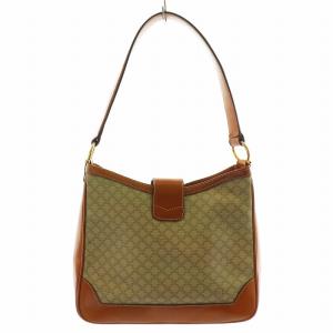 CELINE マカダム柄 ショルダーバッグ ハンドバッグ トートバッグ レザー ベージュ ブラウン