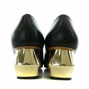 EMPORIO ARMANI パンプス スクエアトゥ レザー 36 23.0cm 黒 ブラック