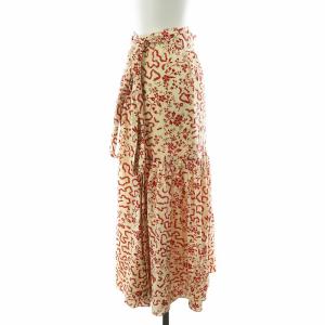 ISABEL MARANT ラップスカート フレアスカート ミモレ ロング 花柄 36 S 白 ホワイト 赤 レッド