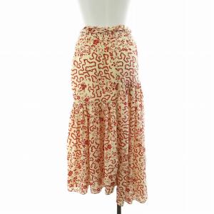 ISABEL MARANT ラップスカート フレアスカート ミモレ ロング 花柄 36 S 白 ホワイト 赤 レッド