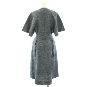 STELLA McCARTNEY ワンピース ロング ミモレ Vネック 半袖 絹 シルク混 38 M 紺 ネイビー