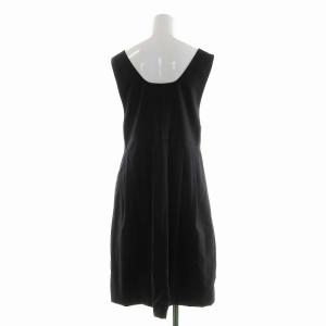 STELLA McCARTNEY プリーツワンピース ひざ丈 ノースリーブ リボン ビジュー ビーズ M 黒 ブラック