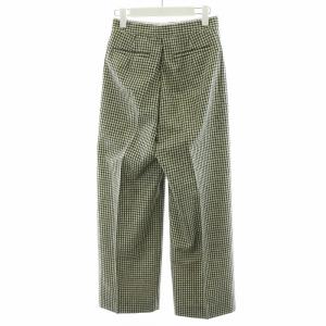 BLAMINK FOX BROTHERS パンツ スラックス チェック柄 ジッパーフライ ウール シルク 絹 36 S 黒 ブラック 白 ホワイト