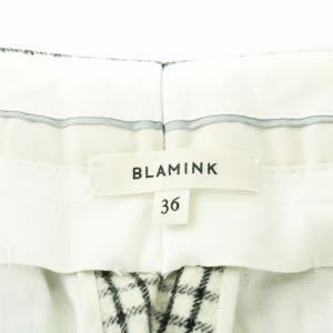 BLAMINK FOX BROTHERS パンツ スラックス チェック柄 ジッパーフライ ウール シルク 絹 36 S 黒 ブラック 白 ホワイト