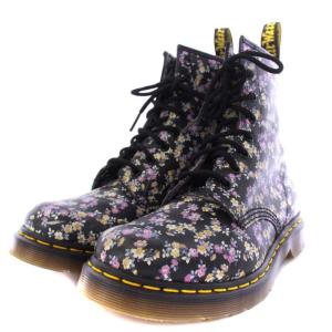 Dr.Martens 8ホール ショートブーツ レースアップ 花柄 レザー UK6 25cm マルチカラー 11821