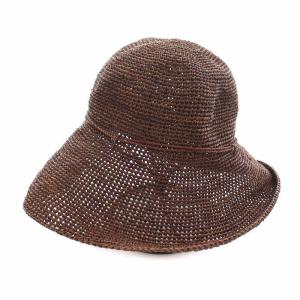 HELEN KAMINSKI PROVENCE 麦わら帽子 ラフィアハット つば広 リボン 茶 ブラウン