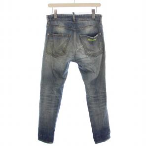 DSQUARED2 デニムパンツ ジーンズ スリム ダメージ加工 ペイント加工 USED加工 44 XS S 青 ブルー