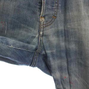 DSQUARED2 デニムパンツ ジーンズ スリム ダメージ加工 ペイント加工 USED加工 44 XS S 青 ブルー