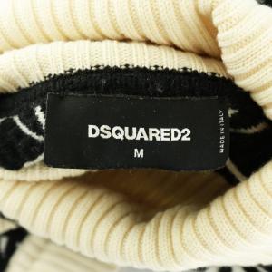 DSQUARED2 ニット セーター 長袖 タートルネック ウール カシミヤ混 M 白 ホワイト 黒 ブラック