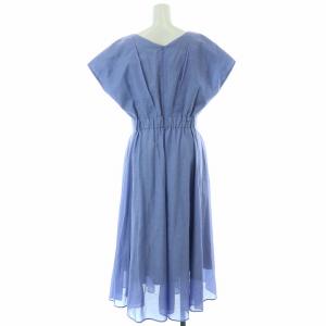 EPOCA THE SHOP カシュクールワンピース ロング マキシ タック フレンチスリーブ 38 S 青 ブルー