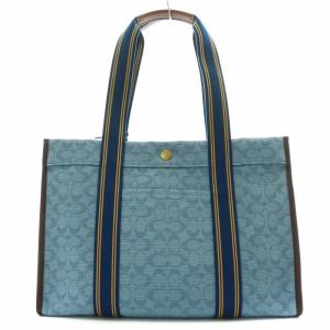 COACH スピントート 42 シグネチャー トートバッグ ショルダーバッグ ハンドバッグ ライトブルー
