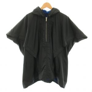COMME des GARCONS SHIRT ポンチョ アウター フード 裏地フリース XS 黒 ブラック 青 ブルー W19902